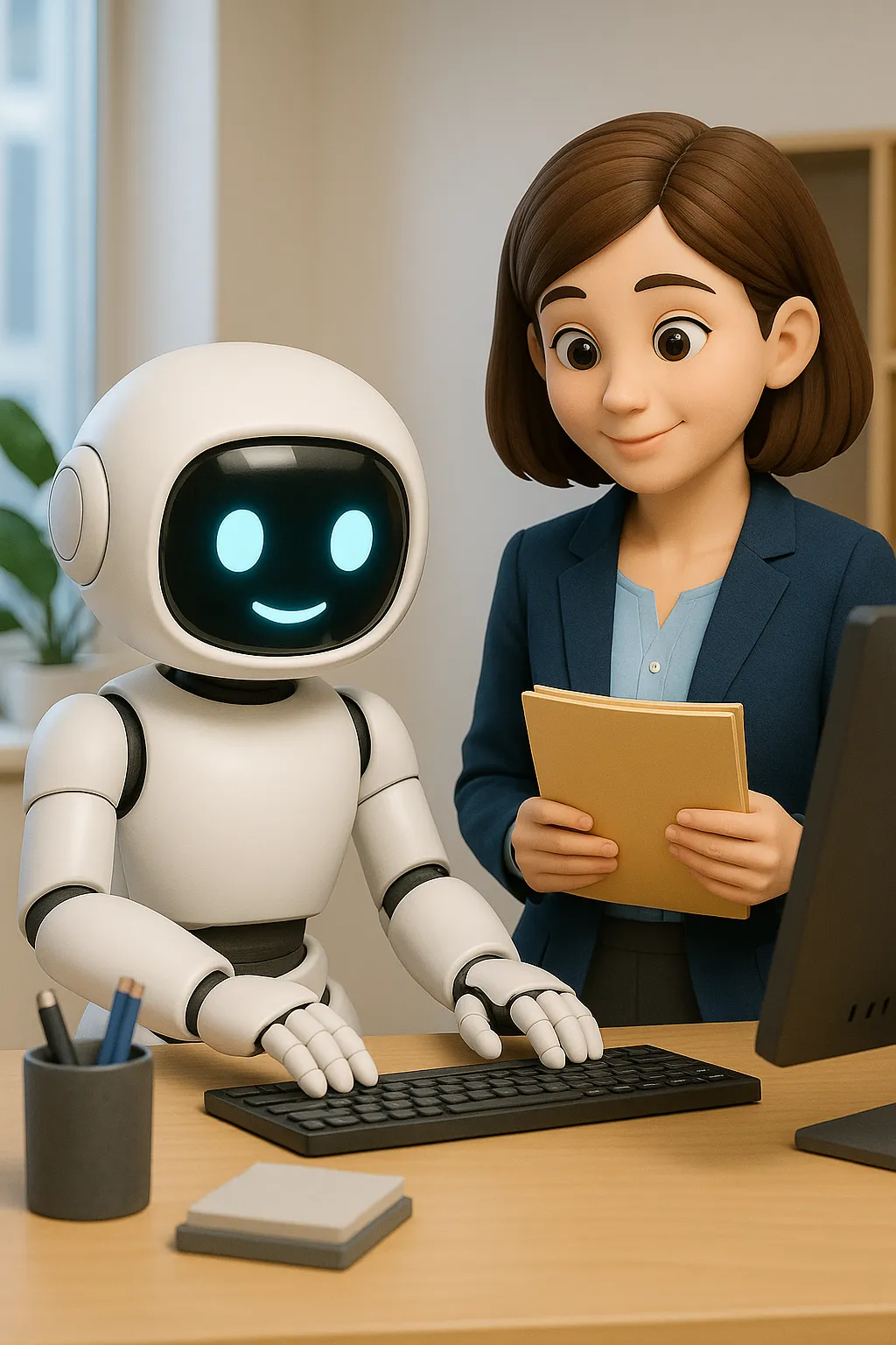 AIリクルーターのイメージ - 笑顔のビジネスパーソン